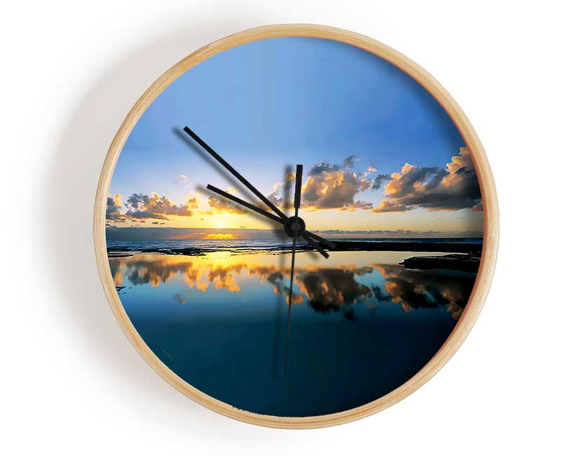 Golden Reflection Lake Clock - Wallart-Direct UK