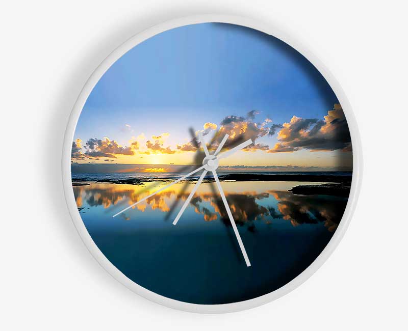 Golden Reflection Lake Clock - Wallart-Direct UK