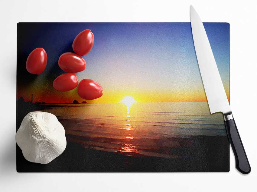 Sun Blaze Around The Ocean Glass Chopping Board