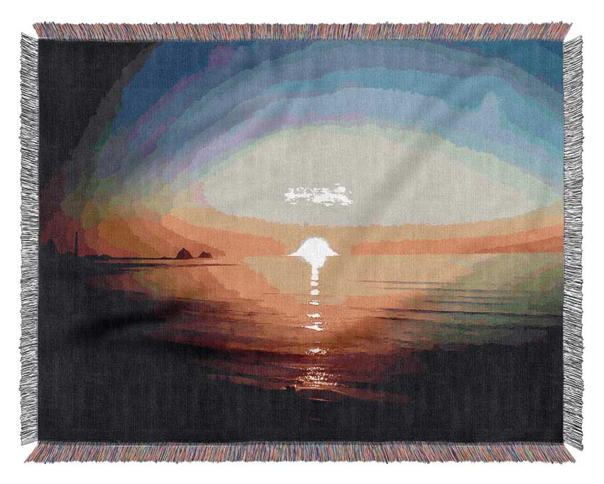 Sun Blaze Around The Ocean Woven Blanket