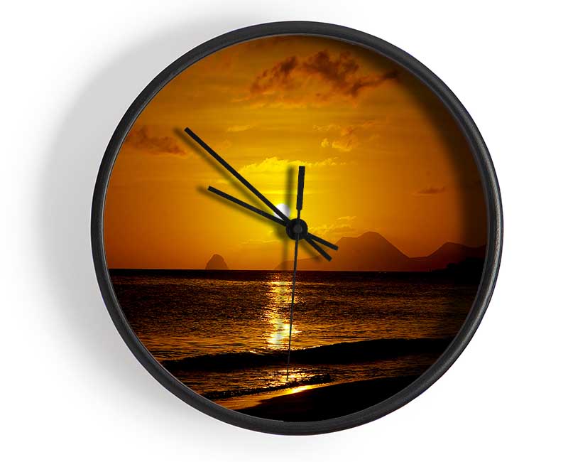 Caramel Ocean Sunset Clock - Wallart-Direct UK