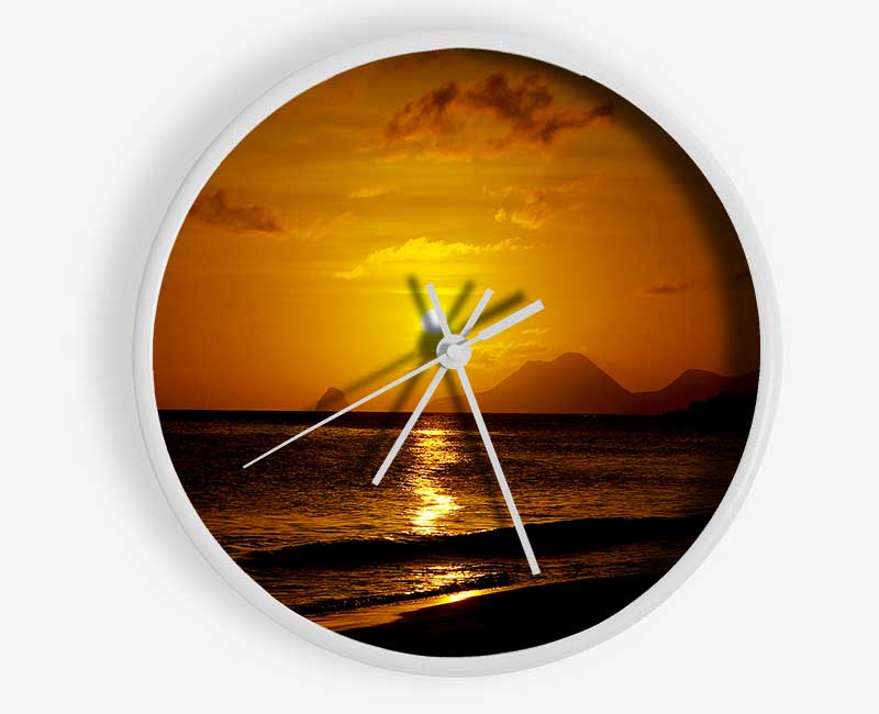 Caramel Ocean Sunset Clock - Wallart-Direct UK