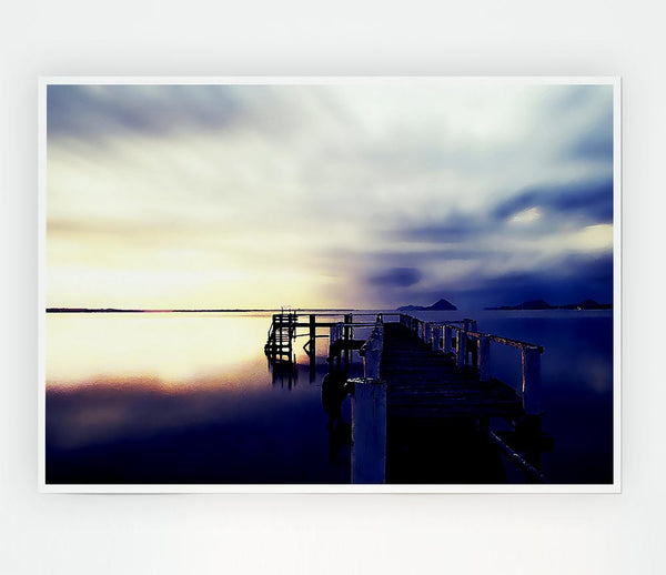 Calm Ocean Pier Print Poster Wall Art