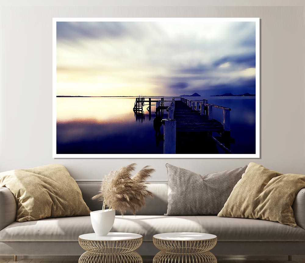 Calm Ocean Pier Print Poster Wall Art