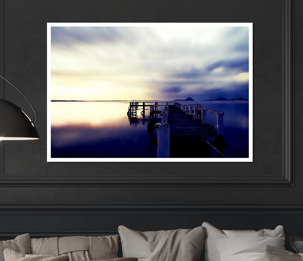 Calm Ocean Pier Print Poster Wall Art