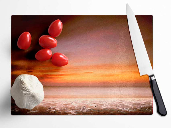 Ocean Calm Sunset Glass Chopping Board