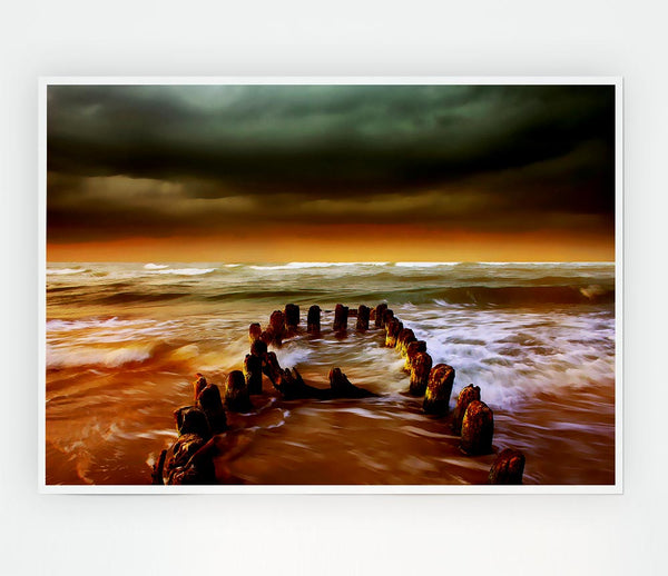 The Oceans Architect Orange Print Poster Wall Art