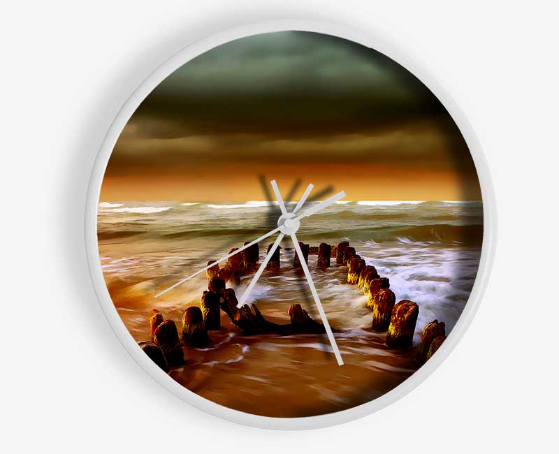 The Oceans Architect Orange Clock - Wallart-Direct UK