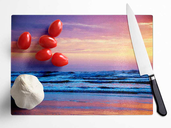 Stunning Blue Ocean Shores Glass Chopping Board