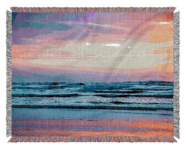 Stunning Blue Ocean Shores Woven Blanket