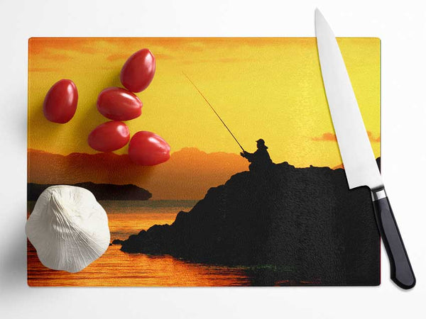 Fishing In The Golden Ocean Glass Chopping Board