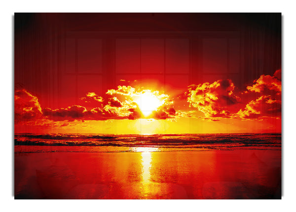 Red Sun Horizon Seascape Canvasb