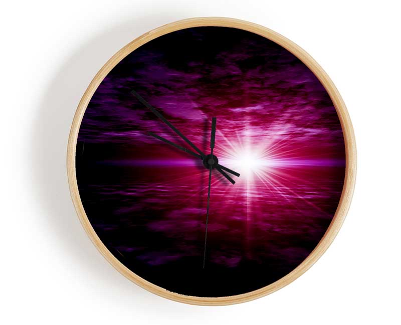 Pink Sun Star Skies Clock - Wallart-Direct UK