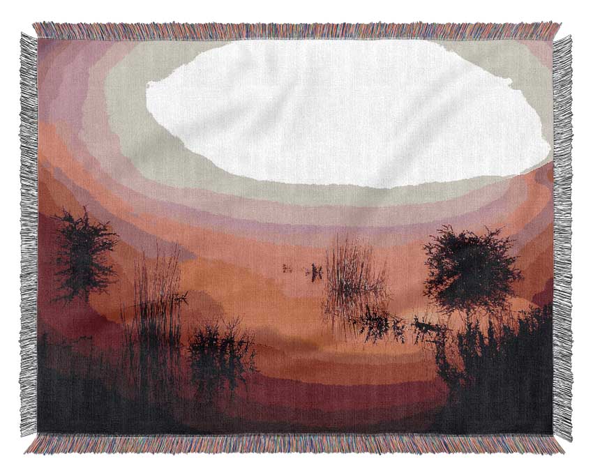 Pink Misty Lake Woven Blanket