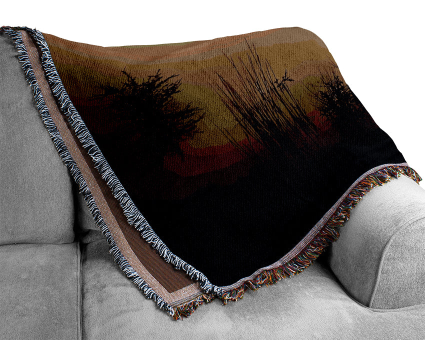 Brown Misty Lake Woven Blanket