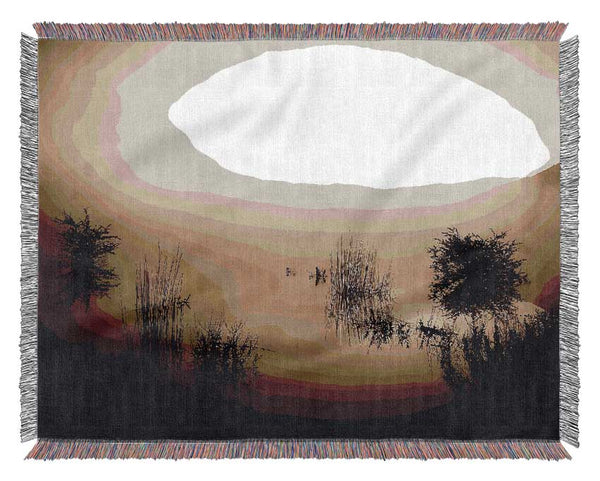 Brown Misty Lake Woven Blanket