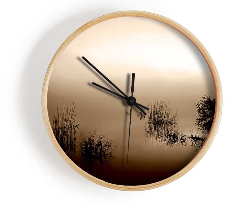 Brown Misty Lake Clock - Wallart-Direct UK