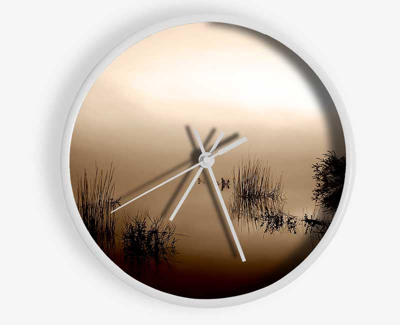 Brown Misty Lake Clock - Wallart-Direct UK