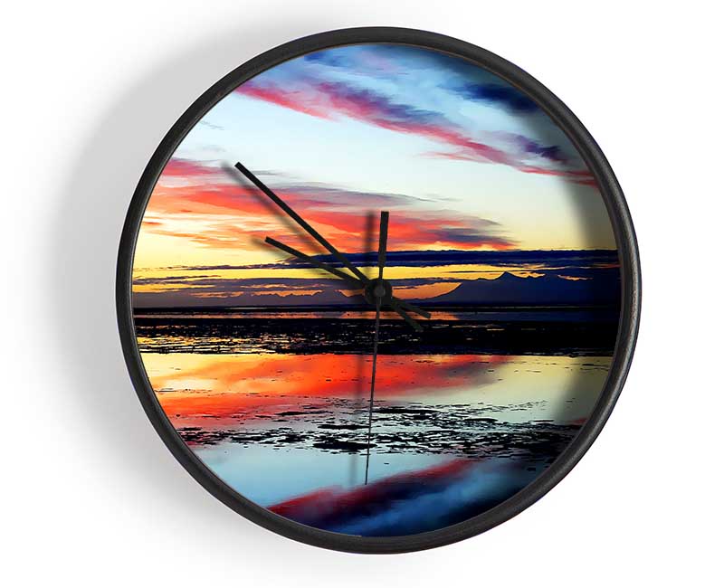 Rainbow Ocean Skies Blue Clock - Wallart-Direct UK