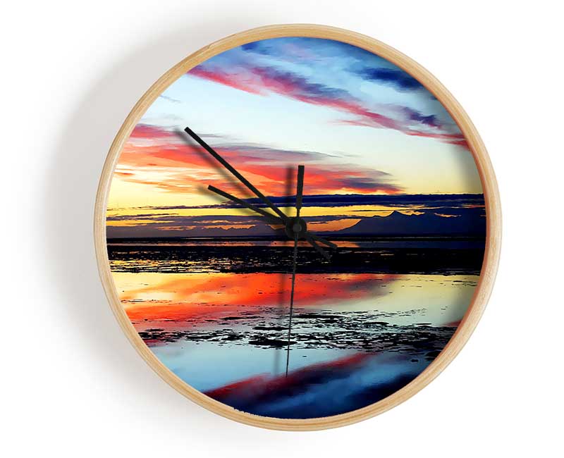 Rainbow Ocean Skies Blue Clock - Wallart-Direct UK