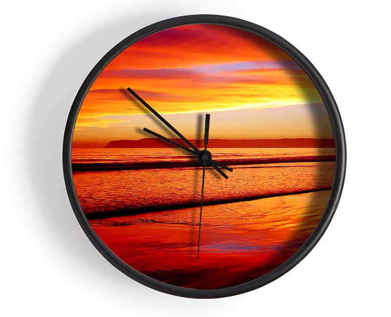 Orange Ocean Sands Clock - Wallart-Direct UK