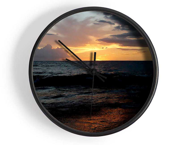 Ocean Sunset Clouds Clock - Wallart-Direct UK