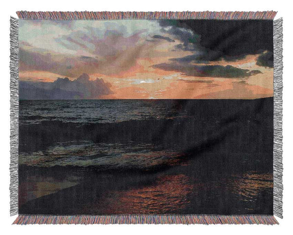 Ocean Sunset Clouds Woven Blanket