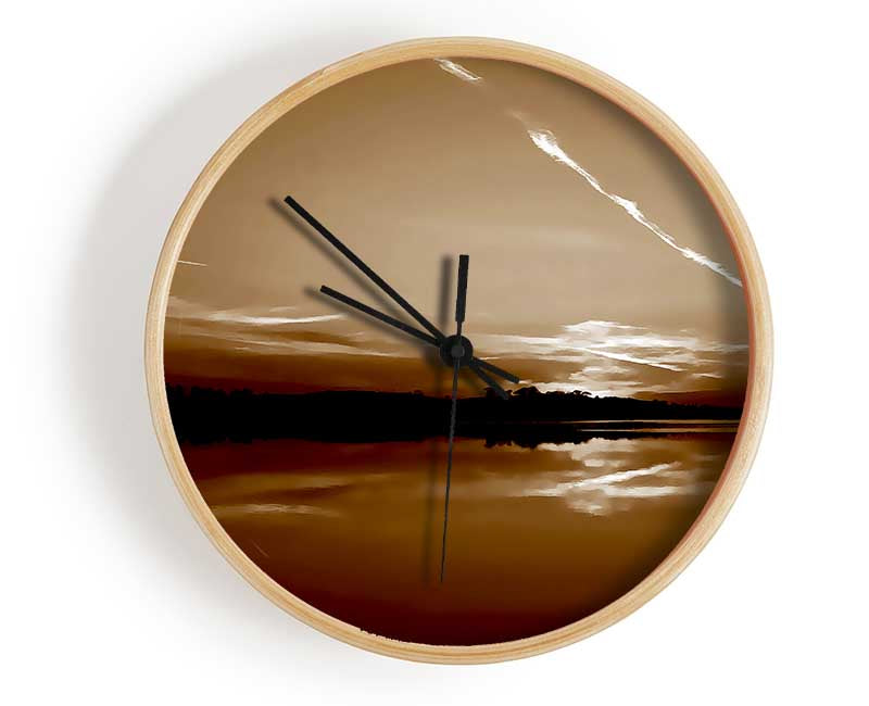 Tranquil Chocolate Lake Clock - Wallart-Direct UK