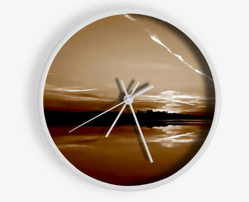 Tranquil Chocolate Lake Clock - Wallart-Direct UK