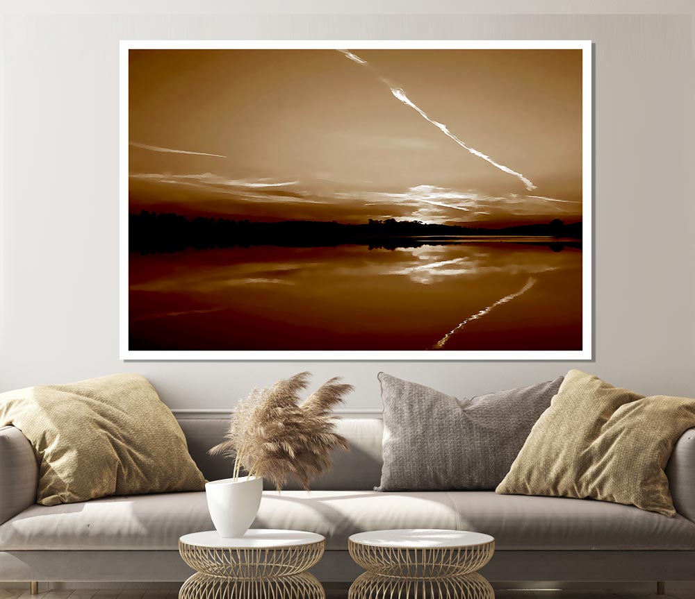 Tranquil Chocolate Lake Print Poster Wall Art