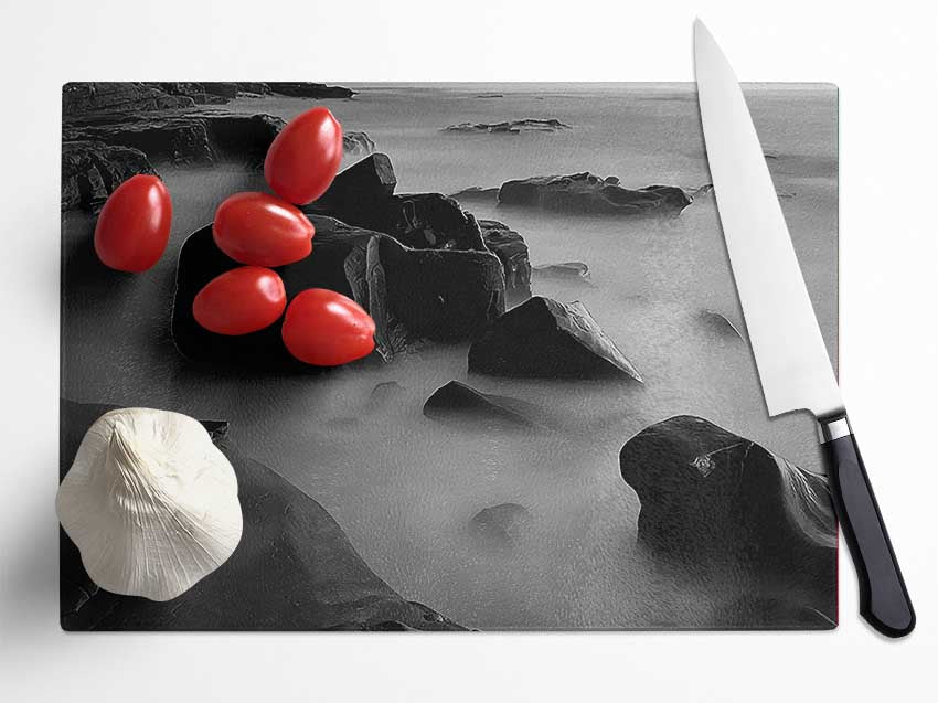 Ocean Rock Serenity B n W Glass Chopping Board