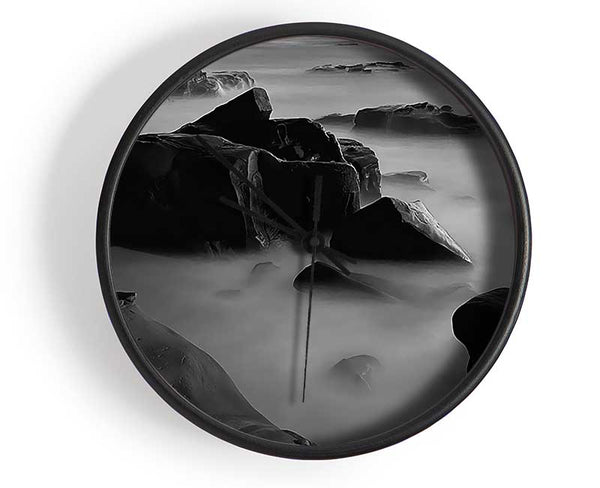 Ocean Rock Serenity B n W Clock - Wallart-Direct UK