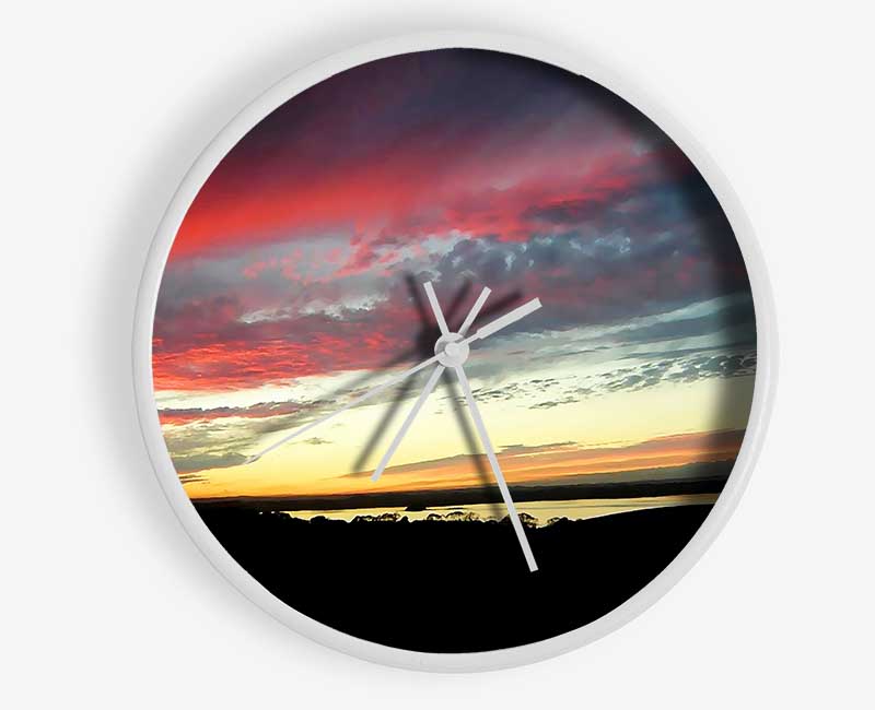 Red Sky At Night Ocean Delight Clock - Wallart-Direct UK