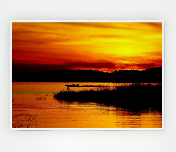 Tranquil Orange Waters Print Poster Wall Art