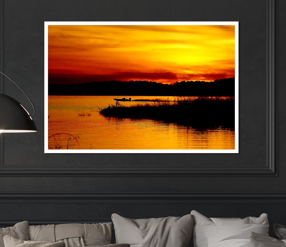 Tranquil Orange Waters Print Poster Wall Art