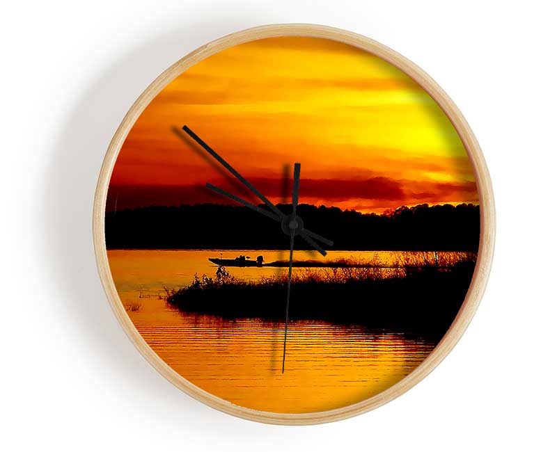 Tranquil Orange Waters Clock - Wallart-Direct UK