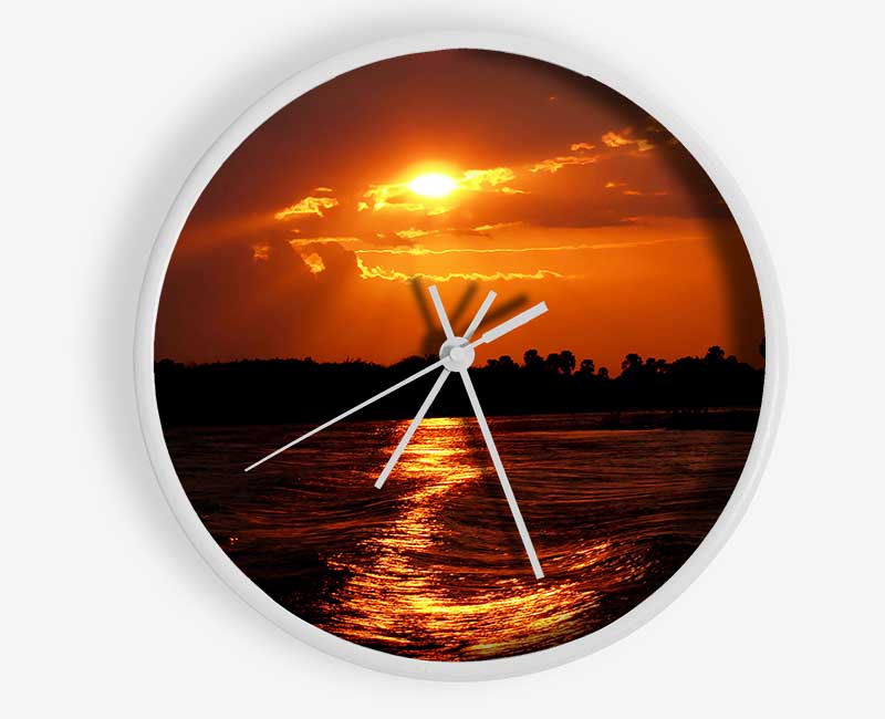 Orange Waves Lapping Clock - Wallart-Direct UK