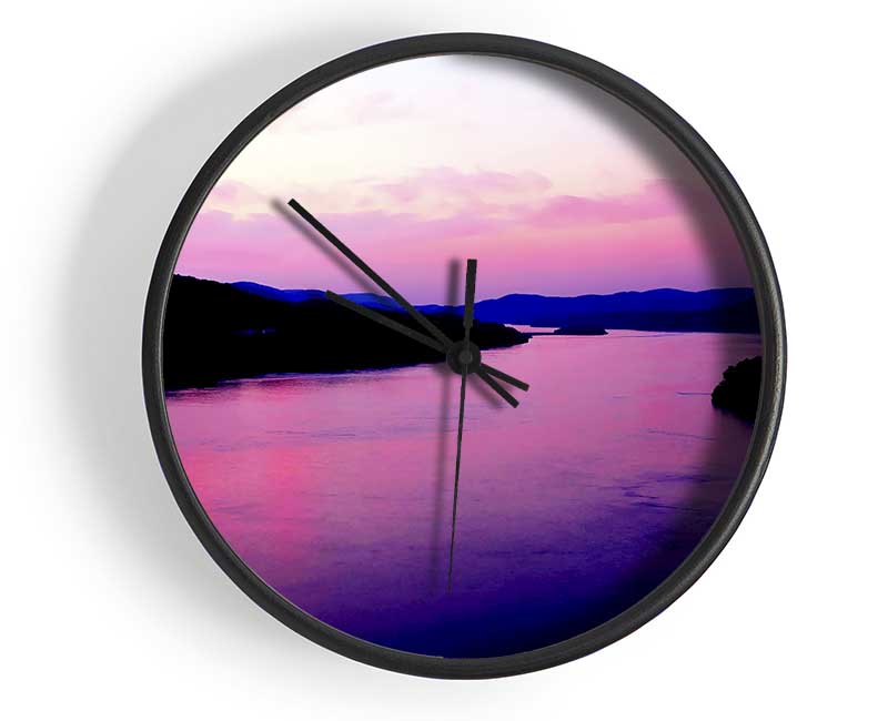 Pink Mountain Lake Clock - Wallart-Direct UK