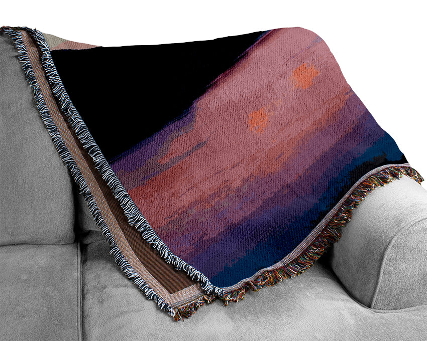 Pink Mountain Lake Woven Blanket