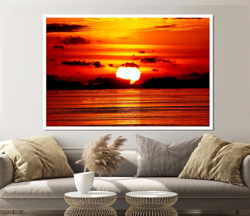 The Red Sunset Print Poster Wall Art