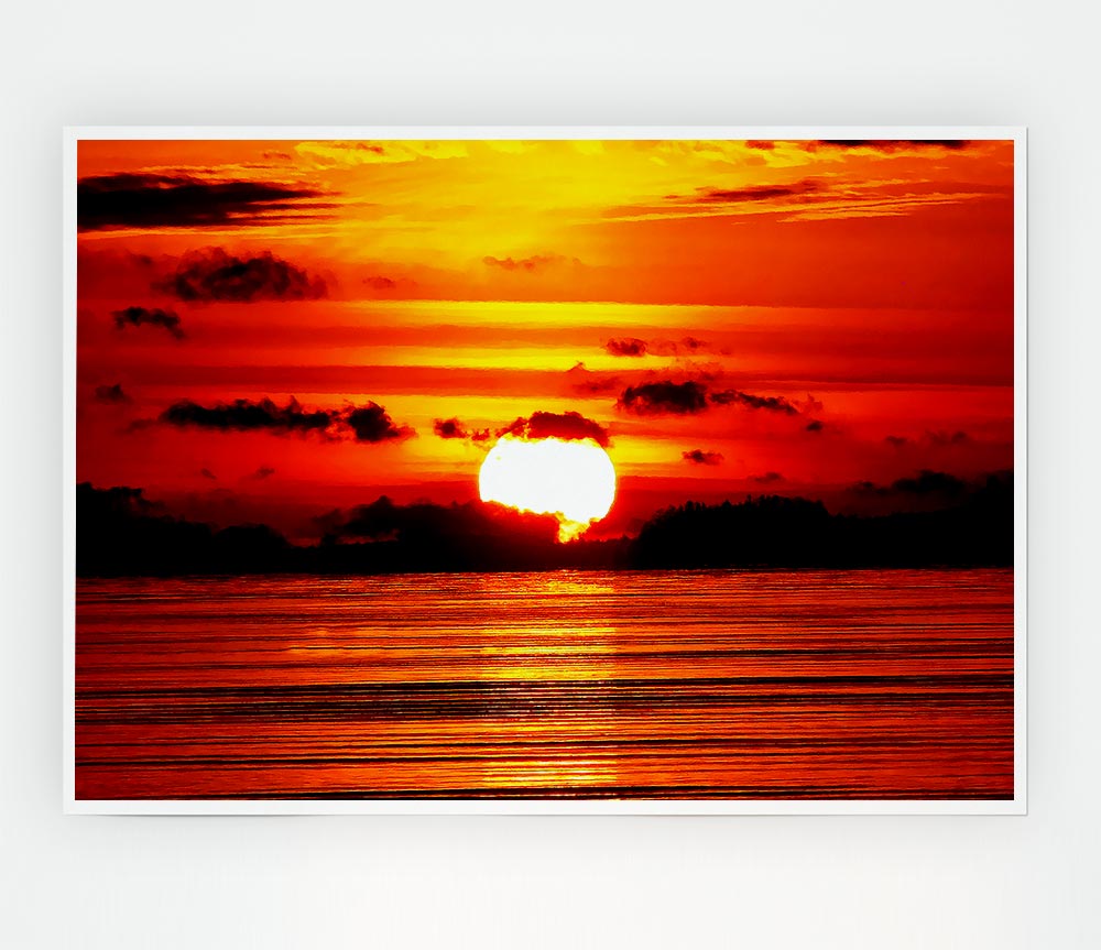 The Red Sunset Print Poster Wall Art