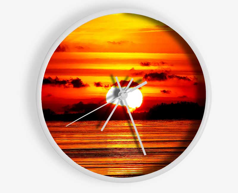 The Red Sunset Clock - Wallart-Direct UK