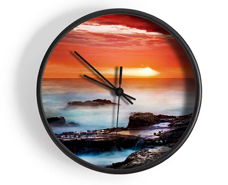 Misty Ocean Sunset Clock - Wallart-Direct UK