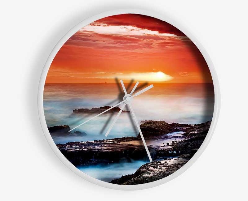 Misty Ocean Sunset Clock - Wallart-Direct UK