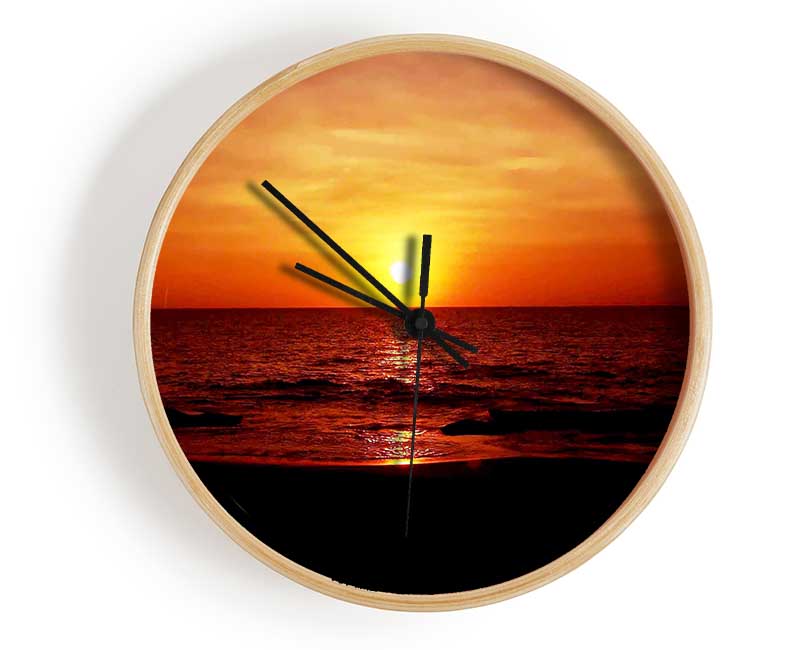 Sunset Ocean Waves Clock - Wallart-Direct UK