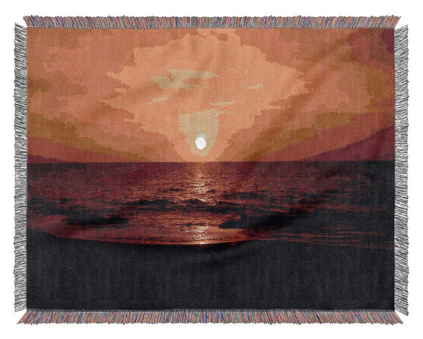 Sunset Ocean Waves Woven Blanket