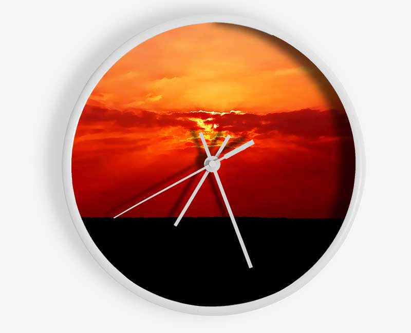 Red Sunbeams Over The Black Ocean Clock - Wallart-Direct UK