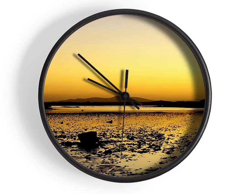 Yellow Pebble Shoreline Clock - Wallart-Direct UK