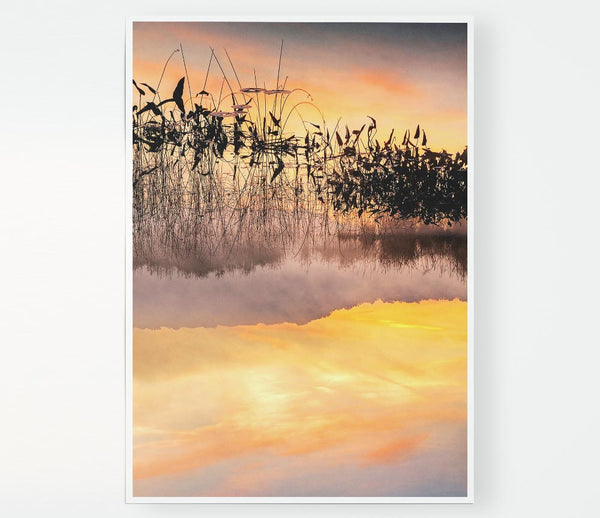 Winter Lake At Daybreak Print Poster Wall Art