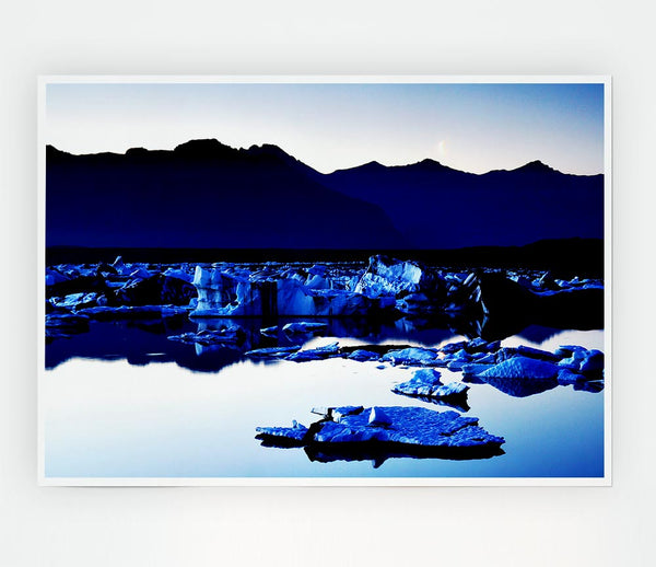 Blue Ice Calm Print Poster Wall Art